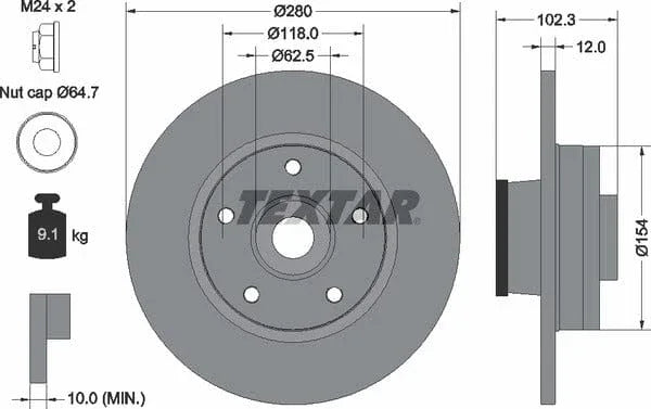 Textar Rear Brake Disc Pro Solid 92153703 280mm - image 4