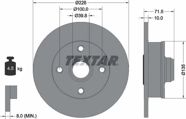 Textar Rear Brake Disc Pro Solid 92154203 226mm - image 4