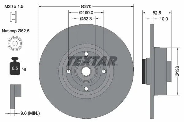 Textar Rear Brake Disc Pro Solid 92154503 270mm - image 3
