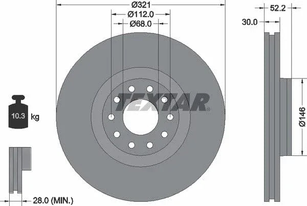 Textar Front Coated Brake Disc Pro Vented 92154703 321mm - image 4