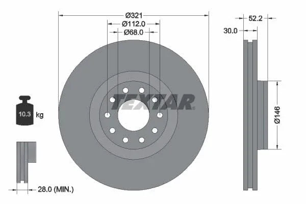 Textar Front Coated Brake Disc Pro Vented 92154703 321mm - image 3
