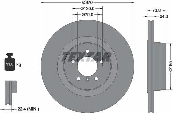 Textar Rear Brake Disc Pro Vented 92155203 370mm - image 4