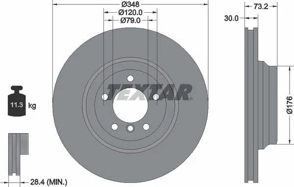 Textar Front Coated Brake Disc Pro Vented 92155303 348mm - image 4