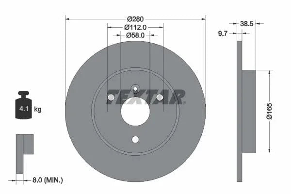 Textar Front Coated Brake Disc Pro Solid 92155503 280mm - image 3