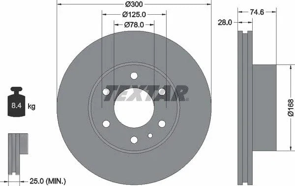 Textar Front Brake Disc Vented 92155900 300mm - image 4