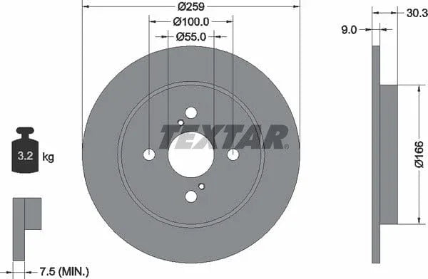 Textar Rear Brake Disc Solid 92156300 259mm - image 4