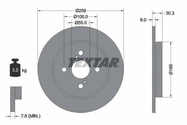 Textar Rear Brake Disc Solid 92156300 259mm - image 3