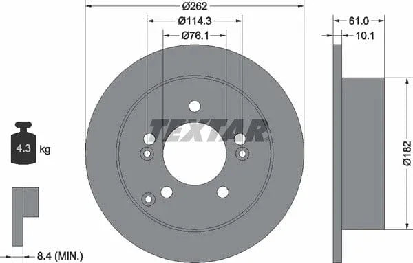 Textar Rear Brake Disc Pro Solid 92156803 262mm - image 4