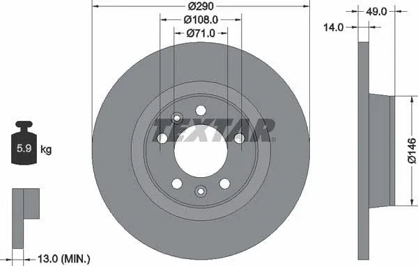 Textar Rear Brake Disc Solid 92157100 290mm - image 4