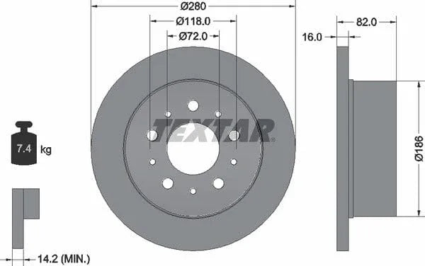 Textar Rear Brake Disc Pro Solid 92157403 280mm - image 4