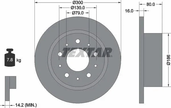 Textar Rear Brake Disc Solid 92157600 300mm - image 4