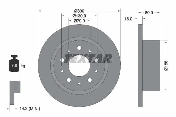 Textar Rear Brake Disc Solid 92157600 300mm - image 3