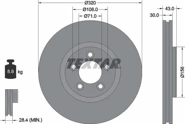 Textar Front Coated Brake Disc Pro Vented 92158703 320mm - image 4