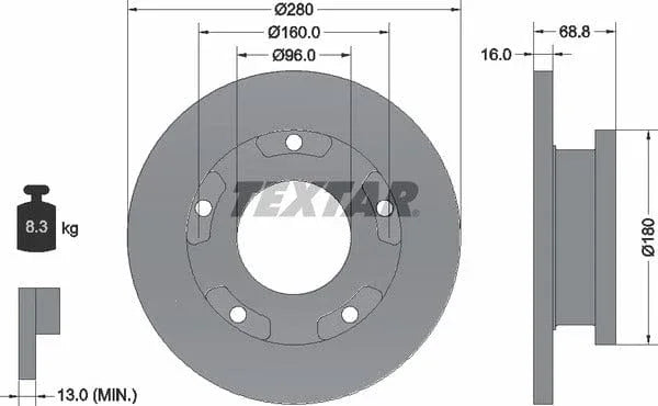 Textar Rear Brake Disc Pro Solid 92159103 280mm - image 4