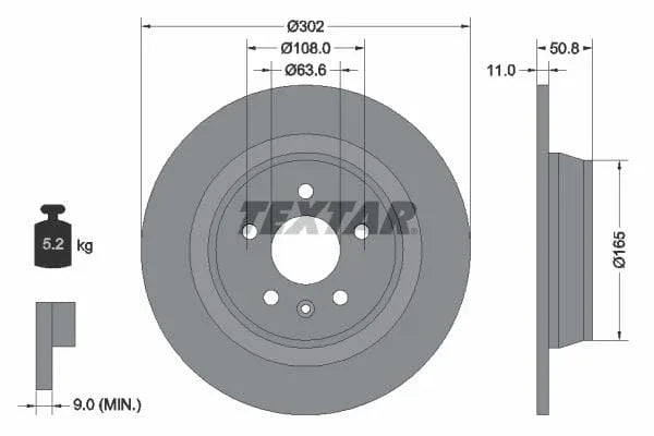 Textar Rear Brake Disc Pro Solid 92159303 302mm - image 3