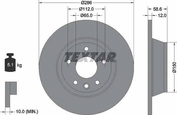 Textar Rear Brake Disc Pro Solid 92159403 286mm - image 4