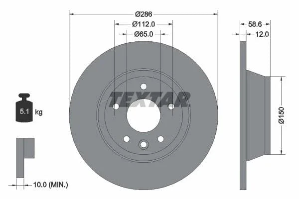 Textar Rear Brake Disc Pro Solid 92159403 286mm - image 3