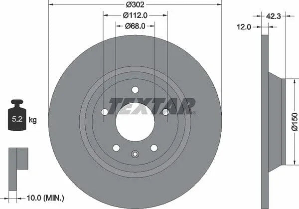 Textar Rear Brake Disc Pro Solid 92159503 302mm - image 4