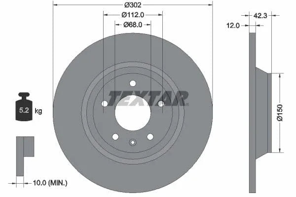 Textar Rear Brake Disc Pro Solid 92159503 302mm - image 3