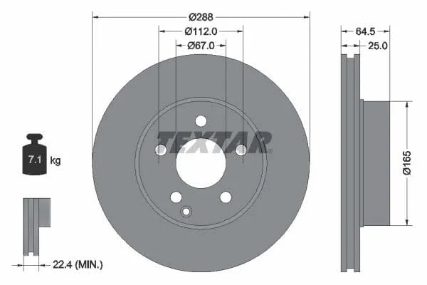 Textar Front Coated Brake Disc Pro Vented 92159603 288mm - image 3