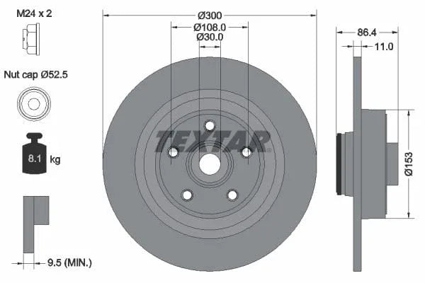 Textar Rear Brake Disc Pro Solid 92159803 300mm - image 3