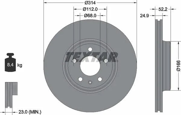 Textar Front Coated Brake Disc Pro Vented 92159903 314mm - image 4
