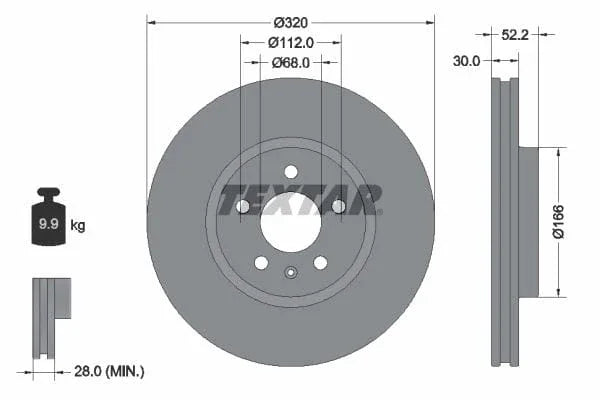 Textar Front Coated High-Carbon Brake Disc Pro+ Vented 92160005 320mm - image 3