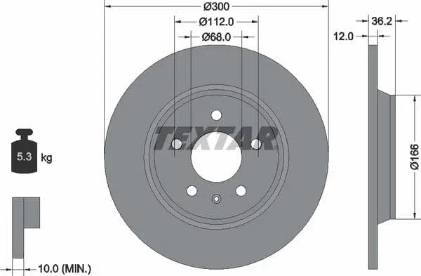 Textar Rear Brake Disc Pro Solid 92160103 300mm - image 4