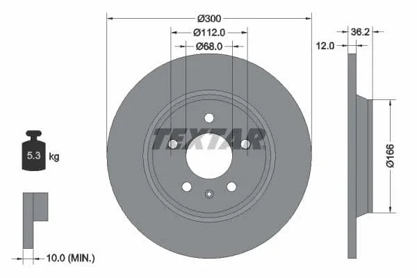 Textar Rear Brake Disc Pro Solid 92160103 300mm - image 3