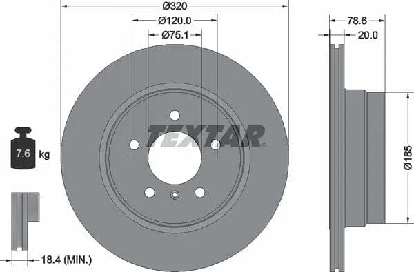 Textar Rear Brake Disc Pro Vented 92161103 320mm - image 4