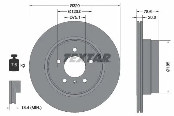 Textar Rear Brake Disc Pro Vented 92161103 320mm - image 3