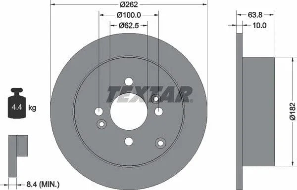Textar Rear Brake Disc Pro Solid 92161303 262mm - image 4