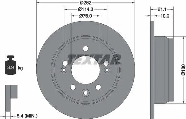 Textar Rear Brake Disc Pro Solid 92161703 262mm - image 4