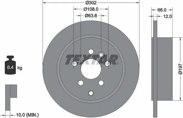 Textar Rear Brake Disc Pro Solid 92162703 302mm - image 4