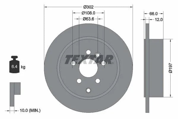 Textar Rear Brake Disc Pro Solid 92162703 302mm - image 3