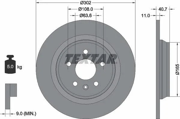 Textar Rear Brake Disc Pro Solid 92162903 302mm - image 4