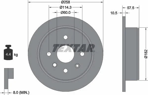 Textar Rear Brake Disc Pro Solid 92163003 258mm - image 4