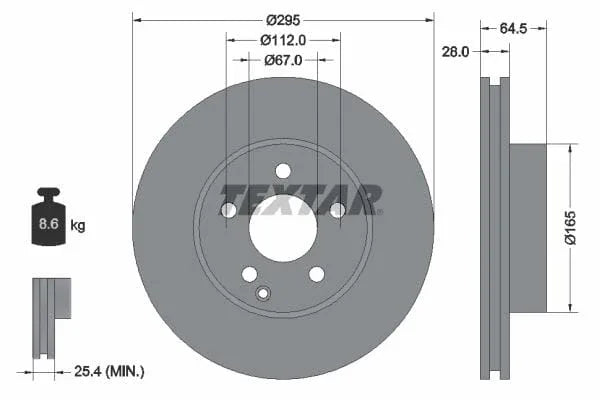 Textar Front Coated High-Carbon Brake Disc Pro+ Vented 92163205 295mm - image 3