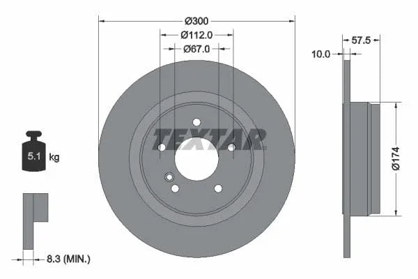 Textar Rear Brake Disc Pro Solid 92163303 300mm - image 3