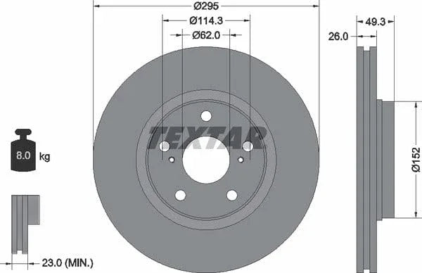 Textar Front Coated Brake Disc Pro Vented 92163903 295mm - image 4