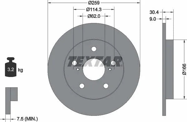 Textar Rear Brake Disc Pro Solid 92164103 259mm - image 4