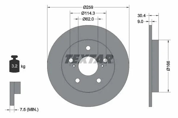 Textar Rear Brake Disc Pro Solid 92164103 259mm - image 3