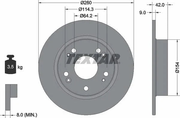 Textar Rear Brake Disc Pro Solid 92164303 260mm - image 4