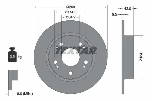 Textar Rear Brake Disc Pro Solid 92164303 260mm - image 3