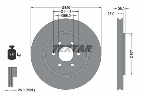 Textar Front Coated High-Carbon Brake Disc Pro+ Vented 92164405 320mm - image 3