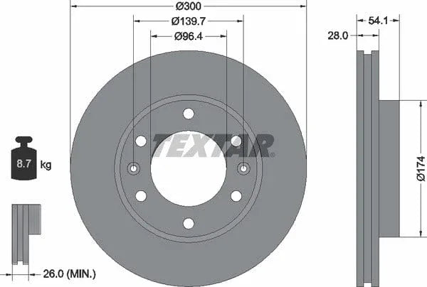 Textar Front Brake Disc Vented 92164500 300mm - image 4
