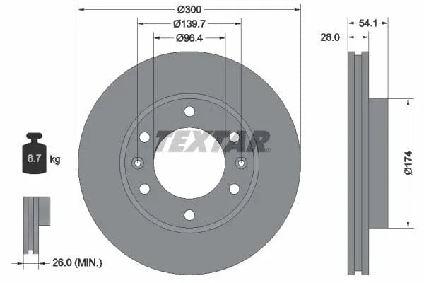 Textar Front Brake Disc Vented 92164500 300mm - image 3