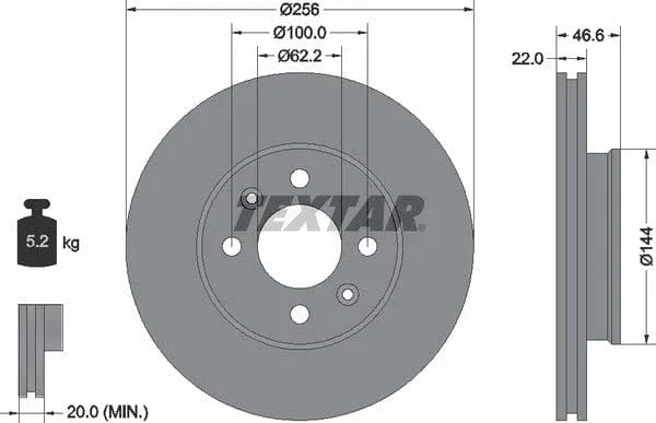 Textar Front Coated Brake Disc Pro Vented 92164703 256mm - image 4