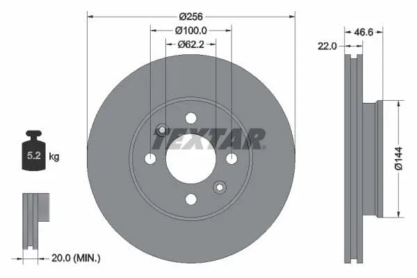 Textar Front Coated Brake Disc Pro Vented 92164703 256mm - image 3