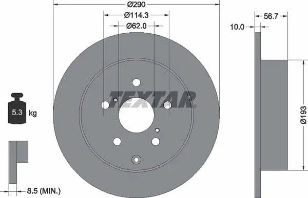 Textar Rear Brake Disc Pro Solid 92164803 290mm - image 4